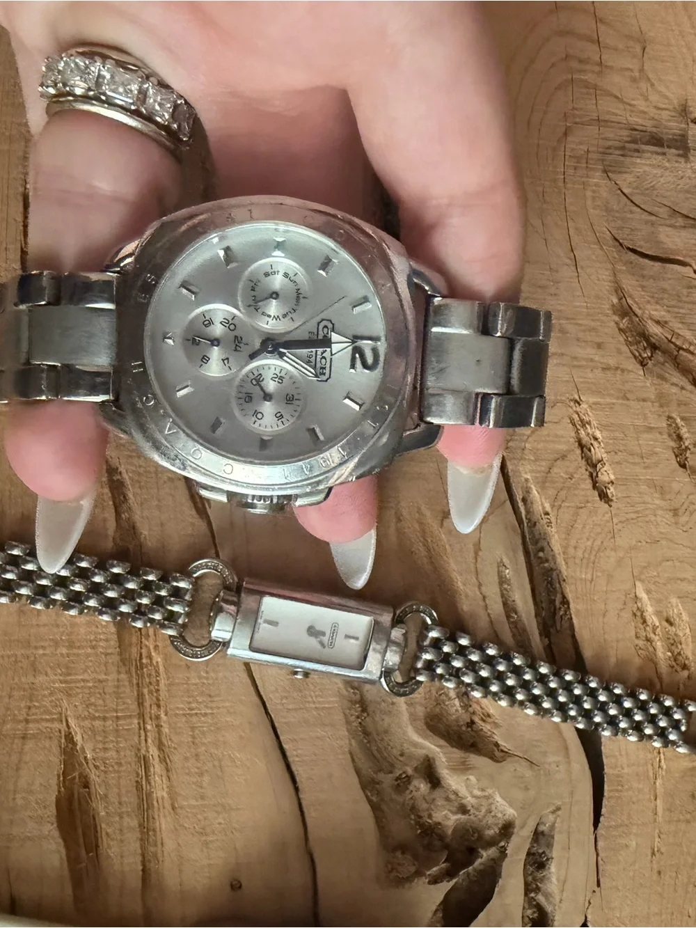 Coach Boyfriend Silver-Tone Chronograph Watch